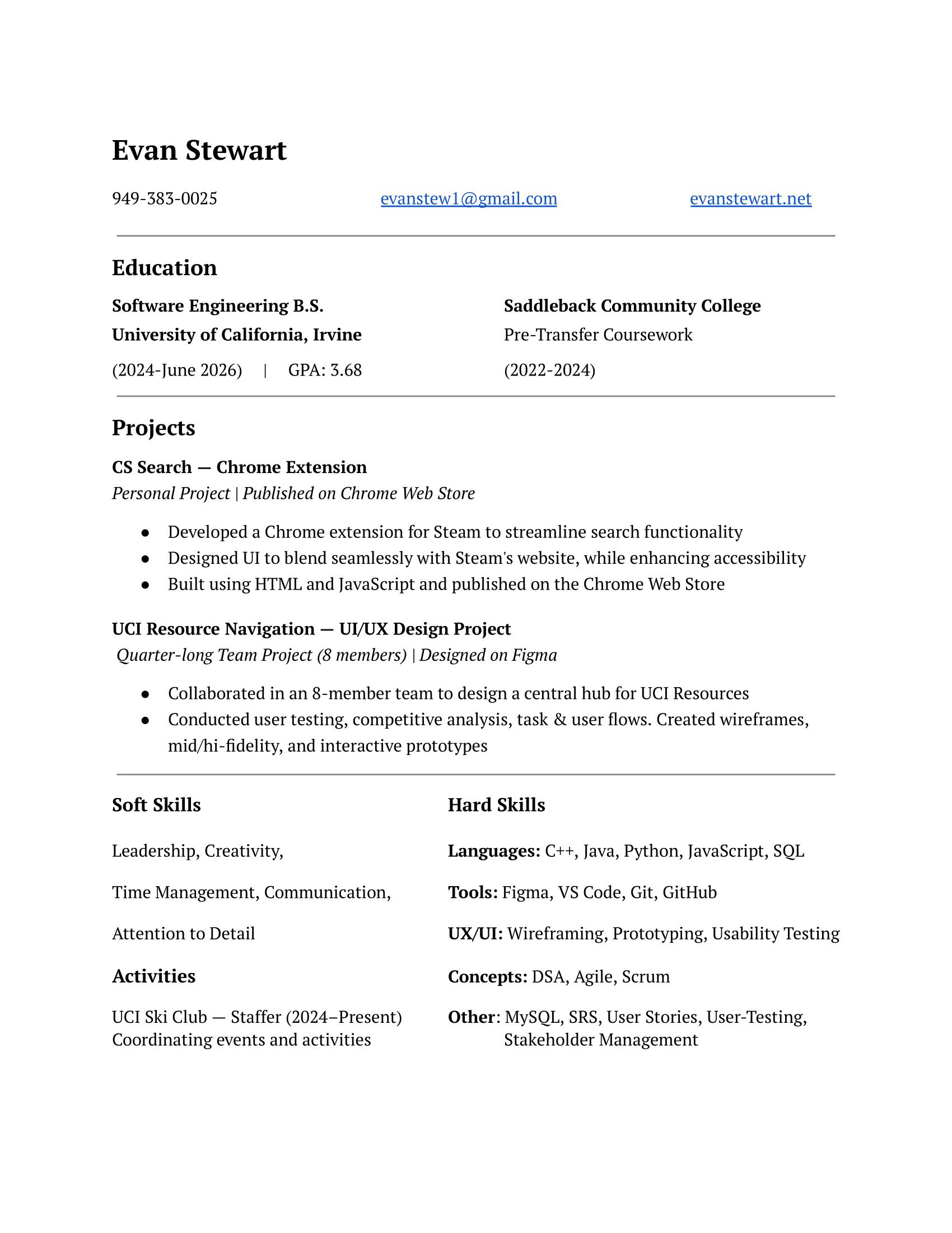 Evan Stewart Resume
